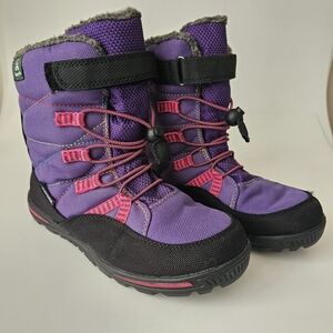Kamik Girls Purple Pink Waterproof Size 2 Kids Winter Snow Boots Fuzzy Lined